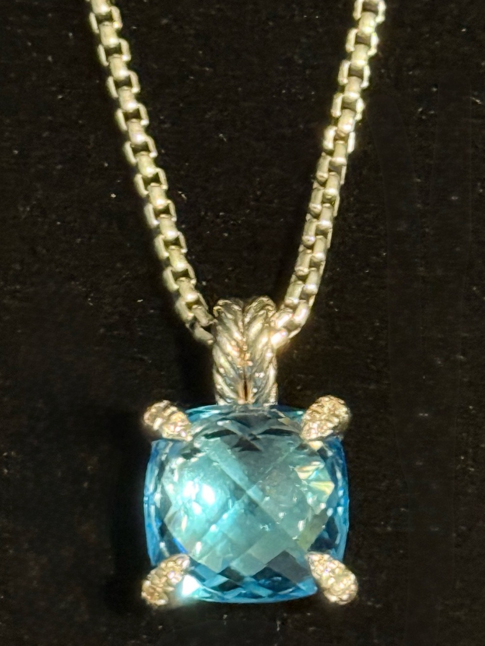 Authentic David Yurman Châtelaine Blue Topaz & Diamond Necklace – Excellent Cond